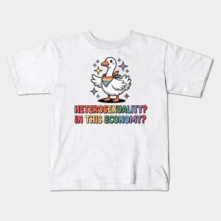 Heterosexuality? In This Economy? Funny Duck Kids T-Shirt